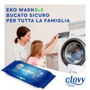 Eko Wash 5in1 - 30 salviette imbevute per bucato a 5 azioni: Lavabiancheria - Ammorbidente - Igienizzante - Salvacolore - Panno polvere
