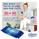 Eko Wash 5in1 - 30 salviette imbevute per bucato a 5 azioni: Lavabiancheria - Ammorbidente - Igienizzante - Salvacolore - Panno polvere