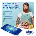 Eko Wash 5in1 - 30 salviette imbevute per bucato a 5 azioni: Lavabiancheria - Ammorbidente - Igienizzante - Salvacolore - Panno polvere