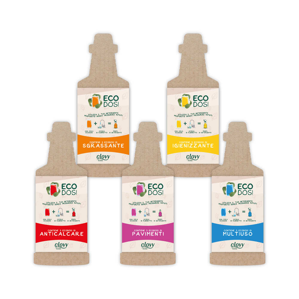 Ecodosi set igienizzante + multiuso + anticalcare + sgrassatore + pavimenti - capsule idrosolubili da 10 ml